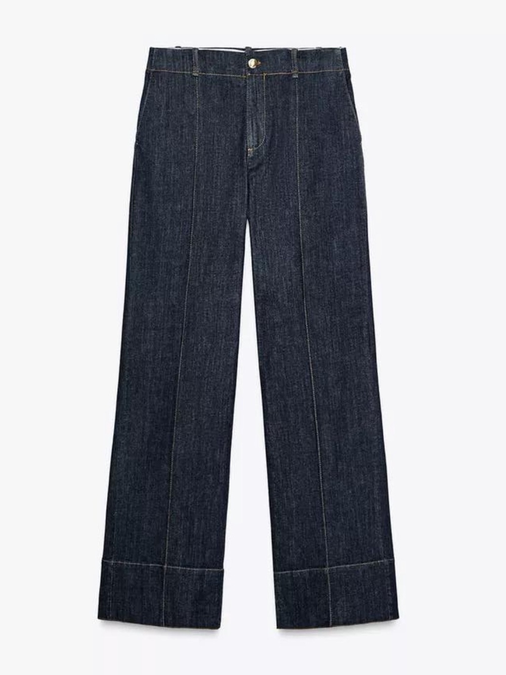Zara High-Rise Wide-Leg Jeans in Dark Indigo
